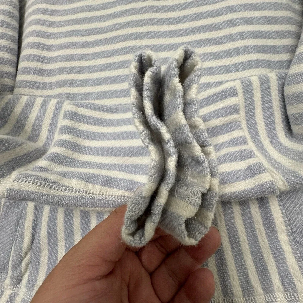 J.Crew Hoodie Sweatshirt Pullover White Blue‎ Stripe Women's Size Small